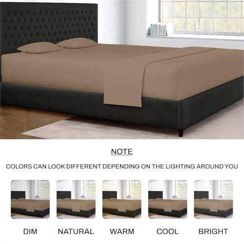 Image of SGI bedding 144 inchx84 inch 4 Pc Family XL Sheet Set 600 TC 18 inch Deep, Taupe