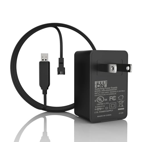 FITE ON SM-2P USB Power Cord & Wall Charger Compatible with 3.7V RC Cars, Stunts, Trucks, Vehicles, Drones, and Gel Blaster Toys Li-ion & Li-Polymer Battery Charger ((SM-2P) Cord&Adapter)