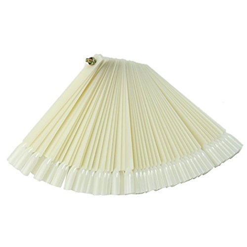 Beauticom® 500 Natural Acrylic False Tip Sticks with Metal Screw Fan-Shaped Nail Art Display Chart Practice Tool - 500 Tips