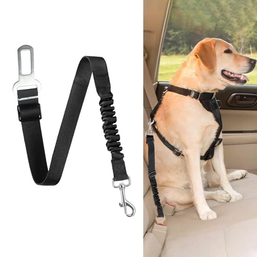Noaxylic Cinturon Perro Coche, 30-60cm Longitud Ajustable Arnes Perro Coche, Correa Dog Coches con Amortiguación Elástica, para Dogs Pequeños y Medianos, Apto para Todo Tipo de Auto