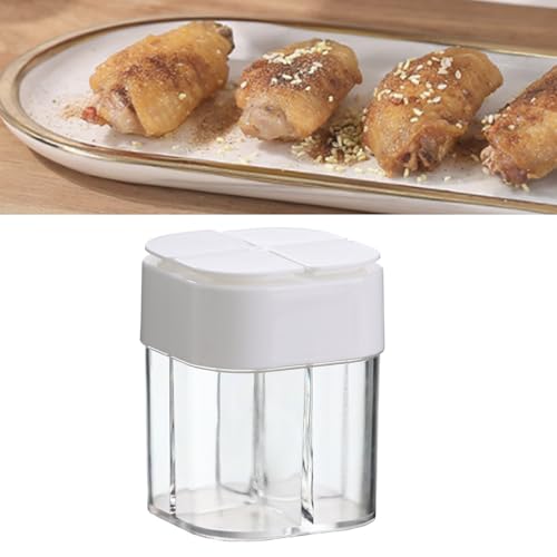 Latas de Especias Transparentes, Resistente Duradera 4 Caja Compartimental Especias Portátiles de Alta Capacidad para Existencias Cocina (WHITE)