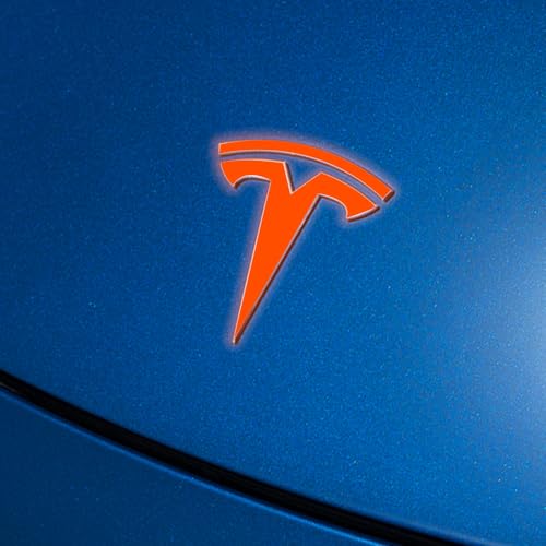 Image of IPG Compatible with Model Y Decal (8 Logo Set) Stickers Set Personalize Your Vehicle (Reflective Series - Orange)