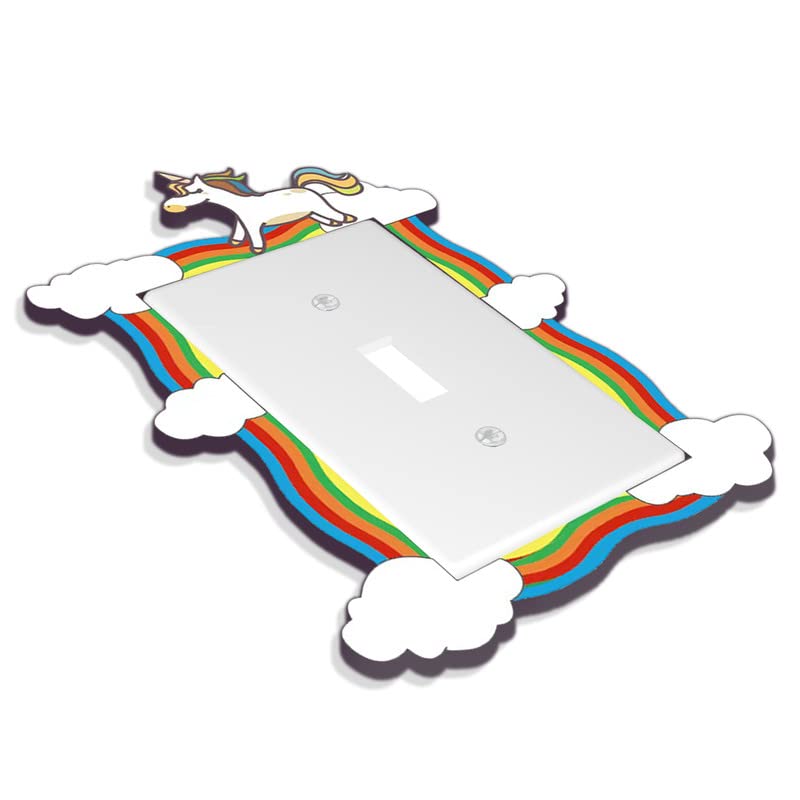 Unicorn 1 Gang Toggle/Rocker Wall Plate Sticker Light Switch Stickers Teens Boys Girl Room