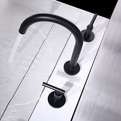 Robinet de salle de bain noir mitigeur mécanique eau chaude et froide