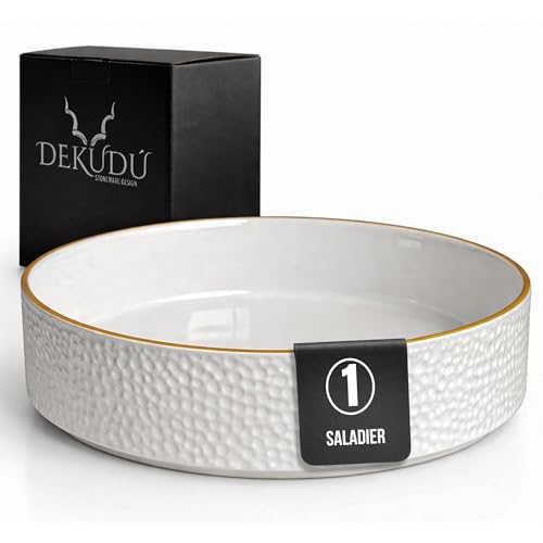 DEKUDÙ Saladier Assiettes Service de Table Céramique en Grès de Qualité - Fait à la main - 1 pièces ∅ 25cm-Résistant-va au lave-vaisselle micro-ondes...