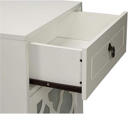 Miniatura 7 de Acme Mesa decorativa de madera Ceara con cajón de almacenamiento y puerta de cristal en color blanco