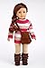 - Fun Loving Girl - 4 Piece Outfit - Colorful Turtle Neck with Beige Stretchy Leggings, Brown Purse and Brown Sherpa Boots - Clothes Fits 18 Inch American Girl Doll (Doll Not Included)