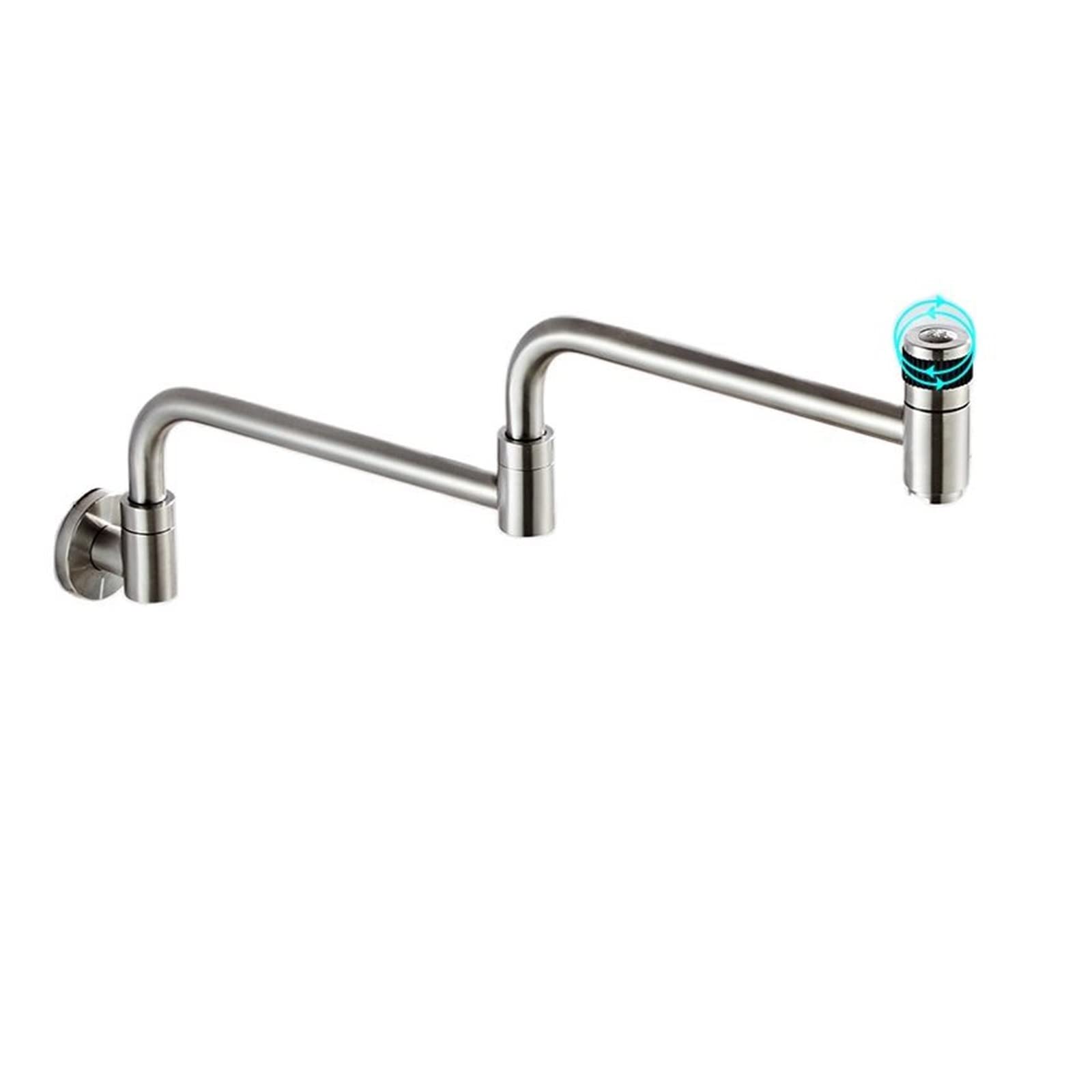Grifo de llenado de ollas de montaje en pared Grifo de cocina de acero inoxidable de un solo frío, mezclador plegable de 360 ​​grados, grifo de fregadero de cocina cromado/negro de un solo mango, mont