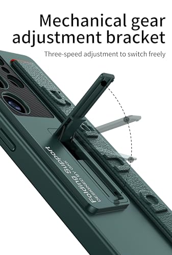 Image of BOUNCEBACK Slim Polycarbonate Back Case /Cover with Stand & Strap for Samsung Galaxy S25 Ultra 5g - (Black | Faux Leather)