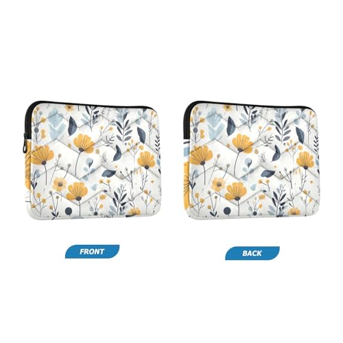 Funda para portátil 13-14 pulgadas con flores amarillas y azules miniatura 2