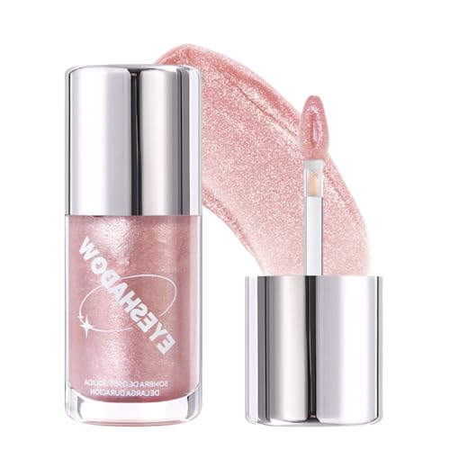 Image of SUAKE Liquid Sparkling Glitter Eye Shadow - Rose Gold Cherry Eyeshadow, Eyeliner, Eyelid Shimmer Highlight Makeup, Highly Pigmented sombra de para ojos,Waterproof Quick-Drying (01Coral#)