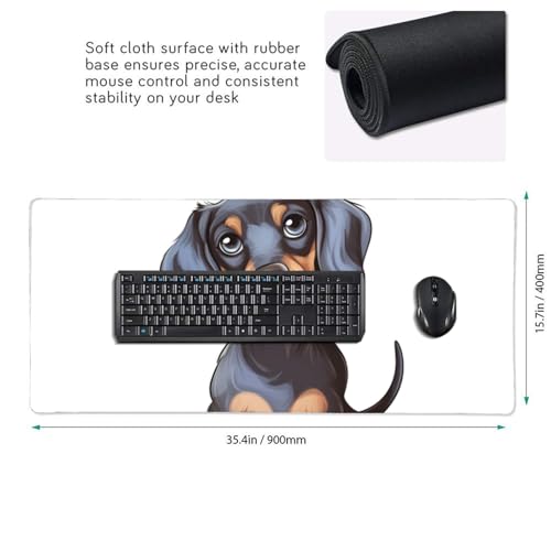 Sous-main de bureau teckel grand format pour protéger sa table et stabiliser le clavier - 2