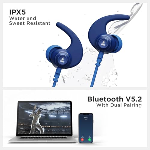 Image of boAt Rockerz 260 Wireless Neckband Earphones with 25 Hours Playtime, Beast Mode, ENx Tech for Clear Calls, ASAP Charge, 10mm Drivers, IPX5 Resistance & Bluetooth v5.2 (Cool Blue)