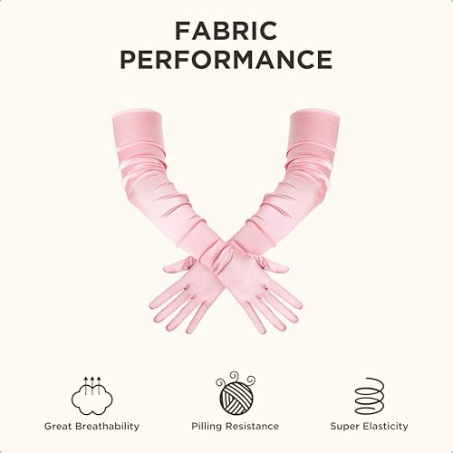 Guantes largos de satén de alta calidad estilo ópera retro para vestidos de gala 7