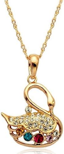 Classic Swan Genuine Multi-colore Swarovski Austrian Crystal Elements,18" W Chain