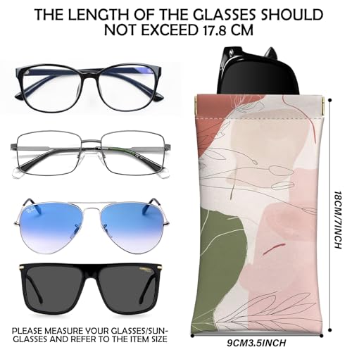 Image of 2 PCS Glasses Case Eyeglass Sunglasses Pouch Squeeze Portable Bag Soft Leather with Cleaning Cloth Women Men Girls
