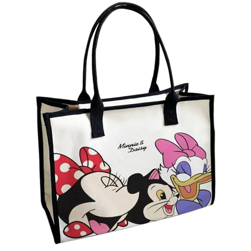 RCJERA Cute Canvas Tote Bag with Zipper & Inner Pocket Reusable Gift Bag for Women Large Work Beach Travel Tote