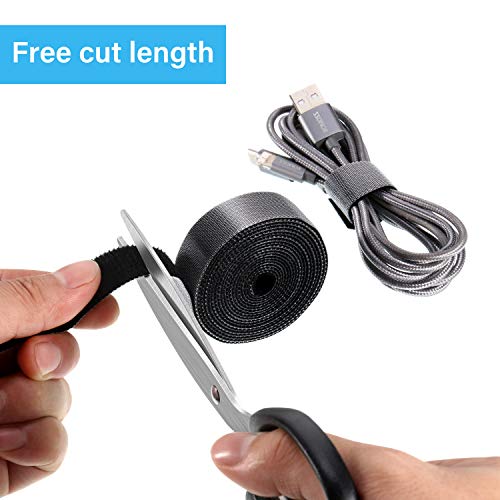 Fastening Tape Cable Ties Reusable Fastening Nylon Tape 3/4 Inch Double Side Hook Roll Hook And Loop Straps Wires Cords Management Wire Organizer Straps (30 Yard, Black) #TOP5