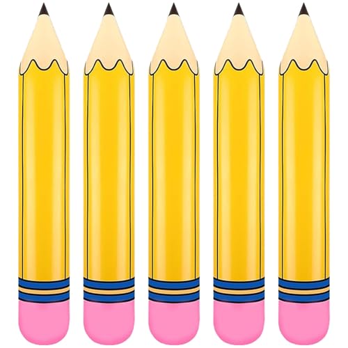 Totelux Large Pencil Balloons 27 Inflatable Pencil Back to School Decorations Giant Yellow Crayon Balloons for Classroom Garden Hanging Photo Prop Birthday Party Favor 2PCS