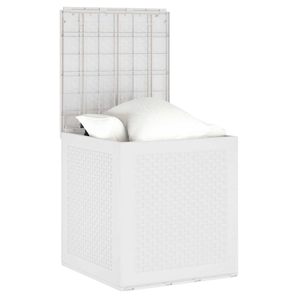 vidaXL Aufbewahrungsbox mit Speicher Weiß 55 x 53 x 57 cm Polypropylen, Garten und Terrasse, Moderner Outdoor Aufbewahrungsbox, Rechteckiger wetterfester, robuster Organizer für Möbel