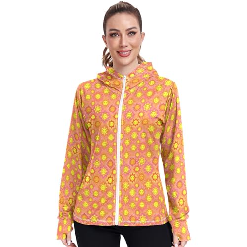 Chemise de soleil à manches longues pour femme, protection UV, fermeture éclair, douce et extensible, Sunny Face Floral, Taille XL – vue 2