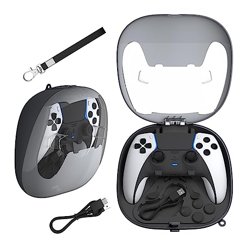 Étui de Protection Rigide Rechargeable pour Manette de PS5/PS5 Edge avec Cordon de Charge (Noir)