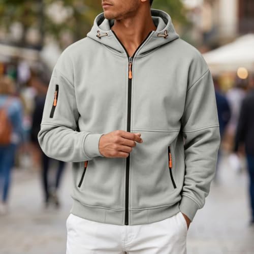 Mens Zip Up Hoodies Fall Jackets Tactical Full Zip Hoodies Cargo Sweatshirt - image 2