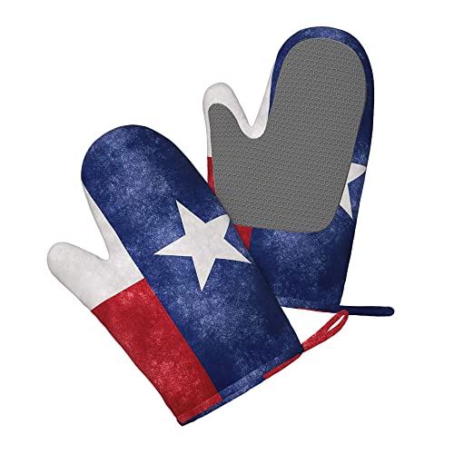 Boulda Texas Flag Oven Mitts With Non-Slip Silicone Heat Resistant Oven Gloves Soft Cotton Lining Waterproof Pot Holders For Kitchen Cooking Baking Grilling Decoration #TOP1