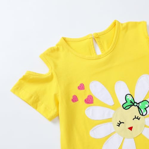 Image of HILEELANG Toddler Girl Summer Short Outfit Sets Cotton Short Sleeve Tops Tees Shorts Clothing Sets
