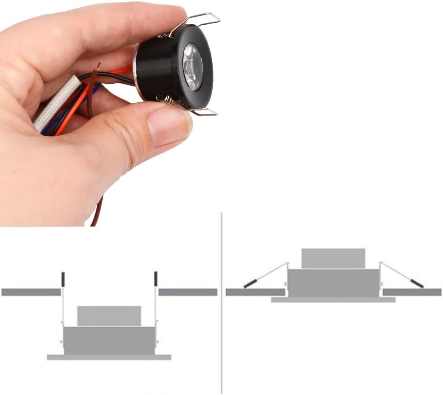 Miniatura 2 de Paquete de 2 mini focos de 1 W para interiores empotrados de 1 pulgada con pantalla LED debajo del gabinete con CA 110V220V a 3-12V fuente de