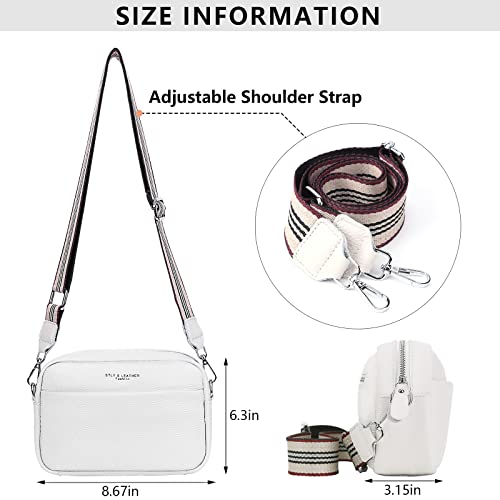 Image of Crossbody Bag for Women Genuine Leather Wide Strap Shoulder Bag Purse Trendy Design Camera Crossbody Purse Top Zip
