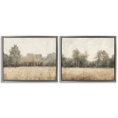 'Woodland Watercolor Field'| 2pc Floating Frame Art Set 2
