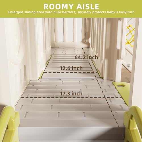 XJD 9 in 1 Toddler Slide, Jungle Slide with Basketball Hoop, Tunnel and Storage Space, Outdoor Indoor for Toddlers Age 1+,Tree House Design Toddlers Outdoor Indoor Playground (Green)