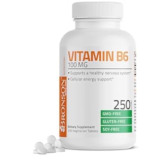 Bronson Vitamin B6 100mg Premium Vitamin B6 Supplement, 250 Tablets