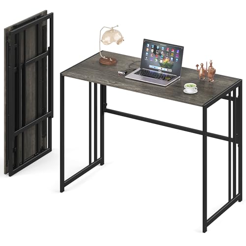 Image of Elephance 40 inch Folding Computer Desk No Assembly Needed Foldable Small Home Office Desk Study Writing Desk Gaming Table for Small Space