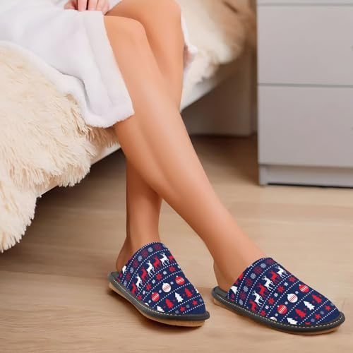 visesunny Women Men's Fuzzy Slippers Plush Warm Winter Merry Christmas Decorative Reindeer Cozy House Slippers Comfy Indoor Shoes3