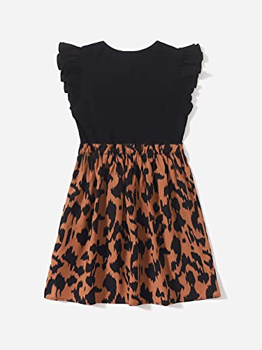 SOLY HUX Girl's Ruffle Trim Cap Sleeve Leopard Print High Waist Flared A Line Dress2