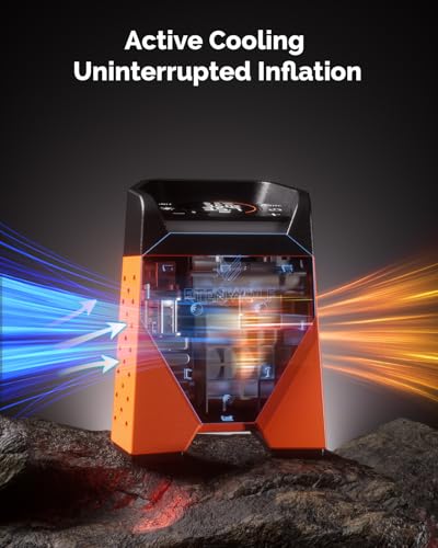 Image of ETENWOLF ZEPHYR S3 Tire Inflator Portable Air Compressor, 1 Min Fast Inflation and 100% Duty Cycle, 160 PSI Air Pump for Cars, SUVs, Bikes, Balls (Vivid Orange)