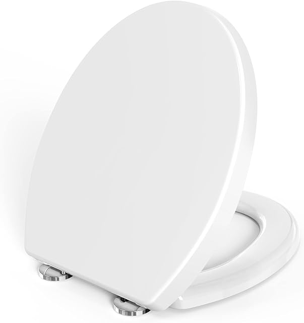 Soft Close Toilet Seat, LPBEST Toilet Seat Quick Release for Easy Clean Durable Loo Seat Toilet Lid with Adjustable Hinges Standard Size Toilet Seat(430mm x 470 mm) White O Shape