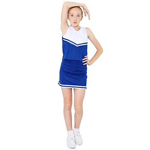 Danzcue Girls V-Neck Cheerleaders Uniform Shell Top, Royal-White, Large