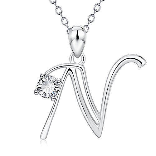 YFN Initial Necklace Sterling Silver Letters 26 Alphabet Pendant Necklace Jewelry