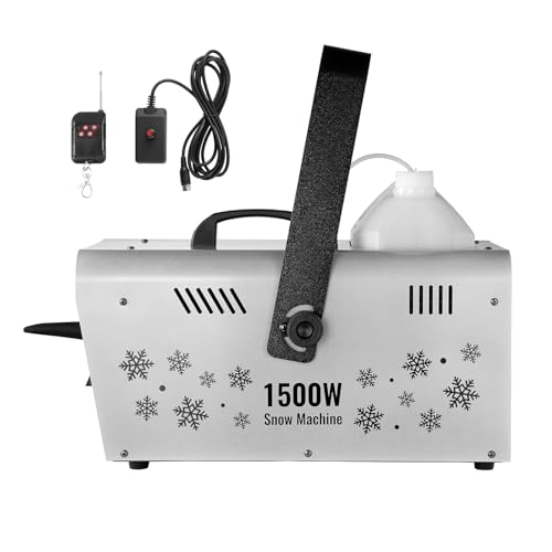 Happybuy Snow Machine, 1500W Snow Maker Machine with 2 Remotes Control and 5L Large Capacity Water Tank, High Output Snowflake Maker Stage Snow Effect for Christmas, Halloween, Wedding, DJ Parties
