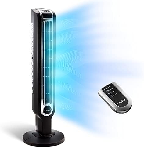Lasko 2511 36” Oscillating 3-Speed Remote Control Tower Fan for Home, 36 Inch, Black