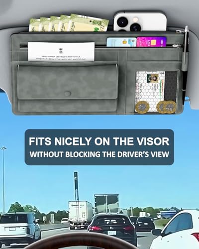 Image of FEDUS Premium Car Sun Visor Organizer Car Organiser and Storage Car Document Holder, Sunglasses Holder for Car, Car All New Accessories Multipocket Pouch Auto Interior Accessories for Truck, SUV, Van