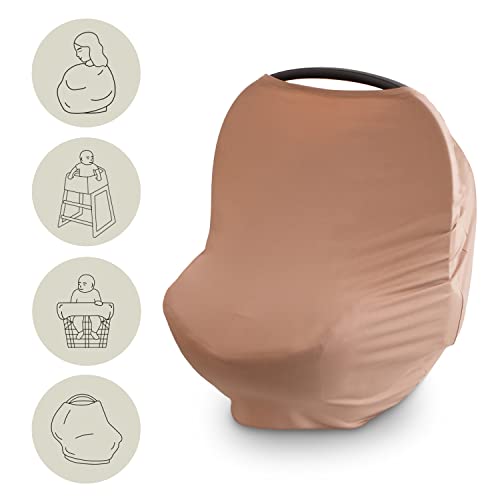 Image of mushie Baby Car Seat Canopy Cover | Breathable & Stretchy Multi Use Cover for Breastfeeding, Nursing, High Chair, Shopping Cart, Strollers (Natural)