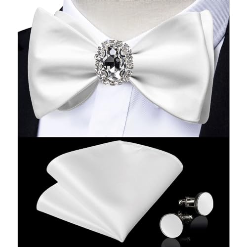 Corbata clásica de moño con pañuelo y gemelos miniatura 2