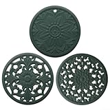 3 soportes de silicona antideslizantes de 20 cm y alfombrillas resistentes al calor para uso en cocina, posavasos con patrón hueco, protección de mesa y encimera de ollas calientes (verde)