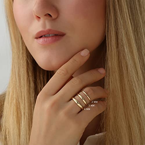Funeia 14K Gold Band Ring For Women Men 2Mm 3Mm 4Mm 5Mm 6Mm 8Mm 10Mm Wedding Bands Gold Stacking Stackable Plain Statement Thumb Finger Ring Comfort Fit Size 5-11 #TOP3