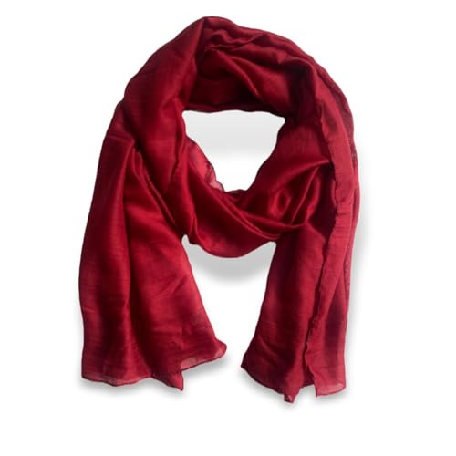 guiyal Cotton Linen Blend Fashion Scarf travel scarfSoft Breathable Fabric Multiple ColorsLarge 70x30 inches Red