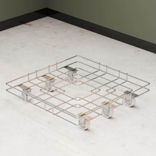 Image of LAPO Wheat Storage Container with Wheels for Kitchen, Large Grain Container Stand for Yearly Wheat Storage, Heavy Duty-Free Standing Storage Trolley, Easy to Move Stand-Chrome Finish